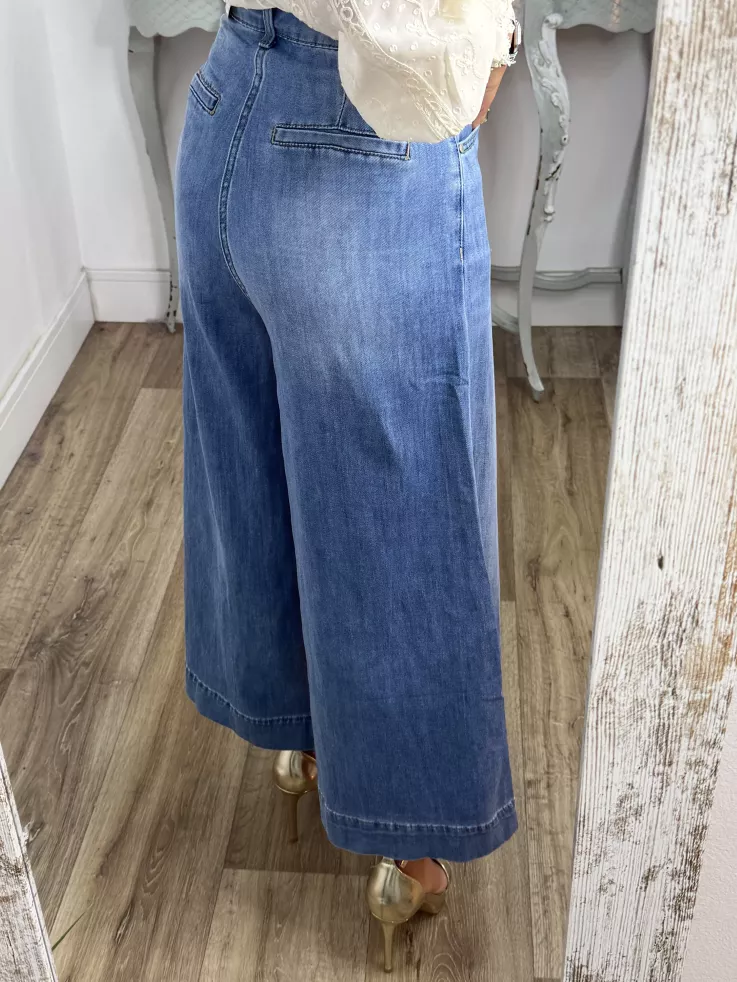 Jeans culotte denim oscuro