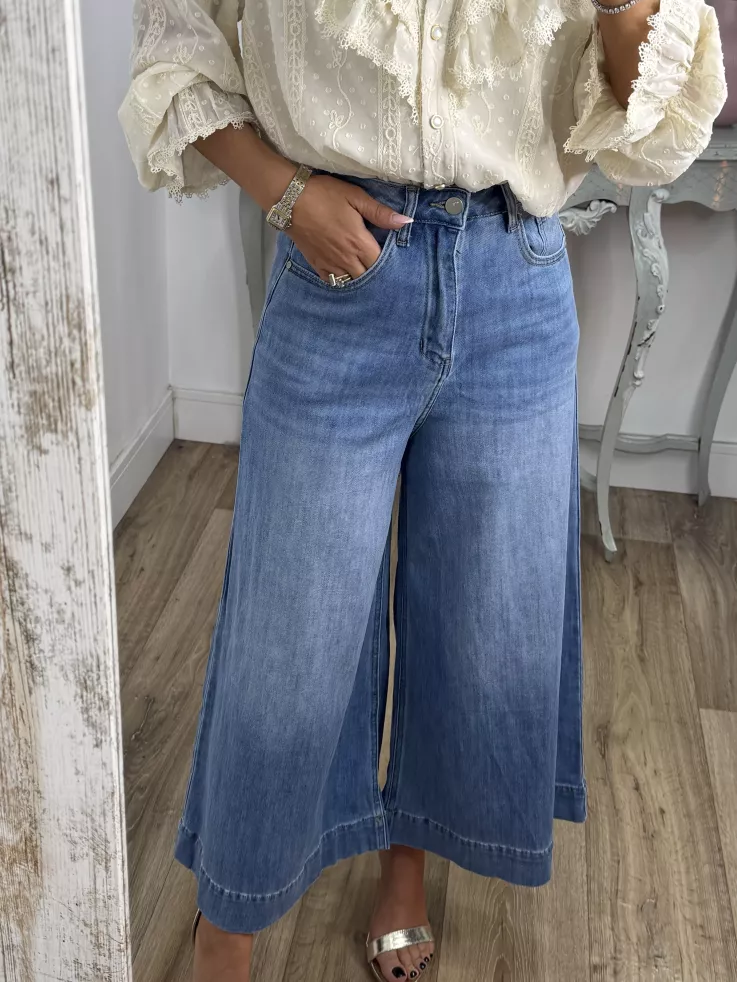Jeans culotte denim oscuro