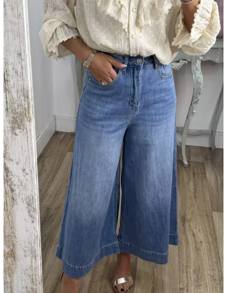 Jeans culotte denim oscuro