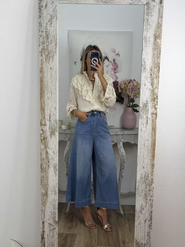 Jeans culotte denim oscuro