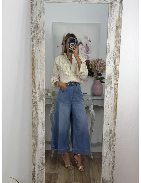 Jeans culotte denim oscuro
