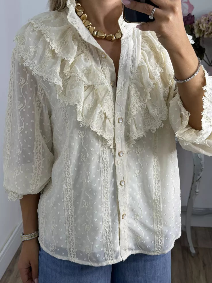 Camisa gasa plumeti bordada