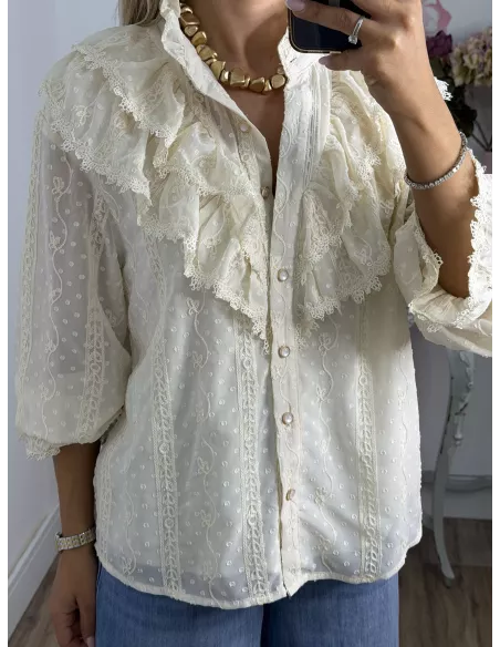 Camisa gasa plumeti bordada