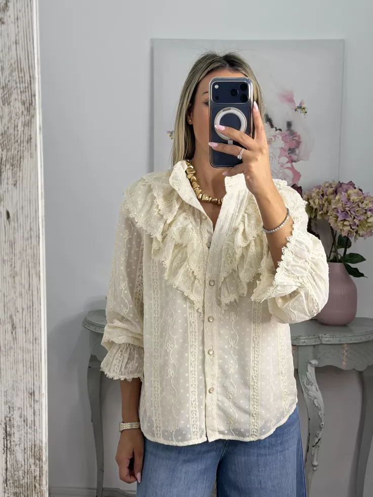 Camisa gasa plumeti bordada