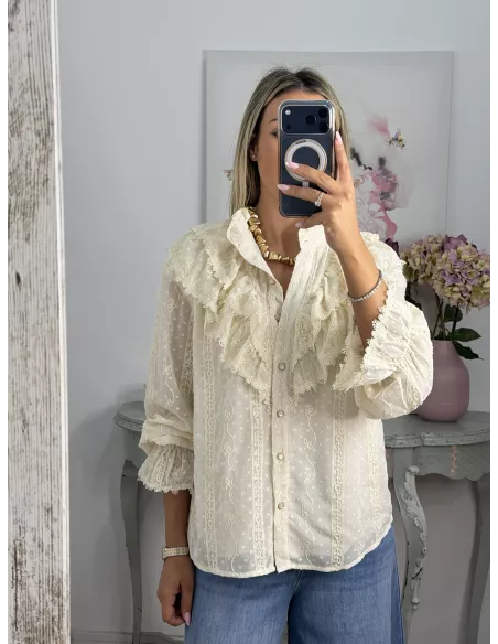 Camisa gasa plumeti bordada