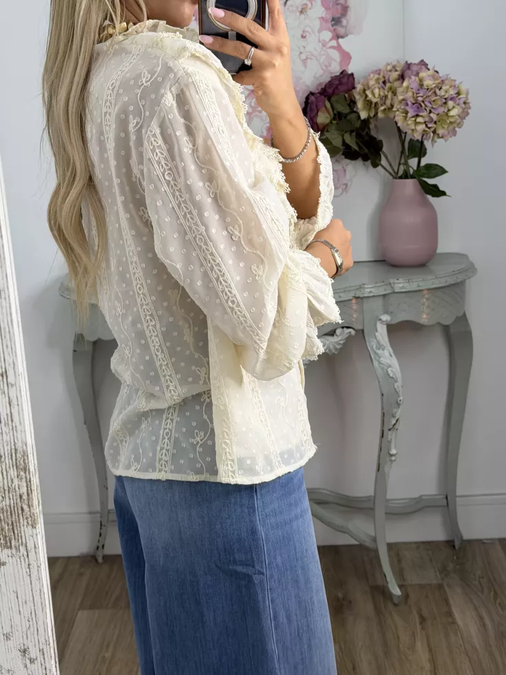 Camisa gasa plumeti bordada