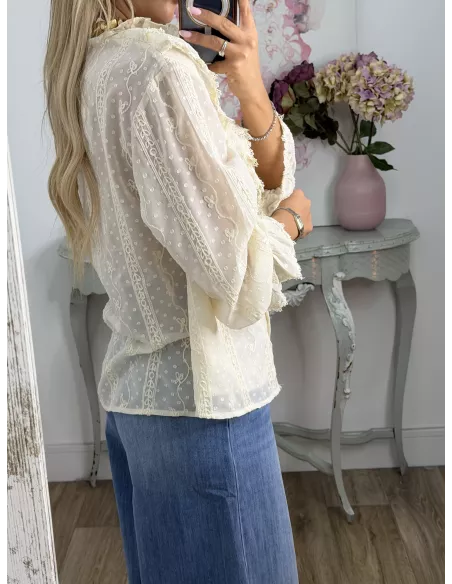 Camisa gasa plumeti bordada