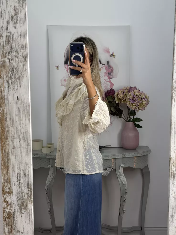 Camisa gasa plumeti bordada