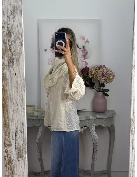 Camisa gasa plumeti bordada