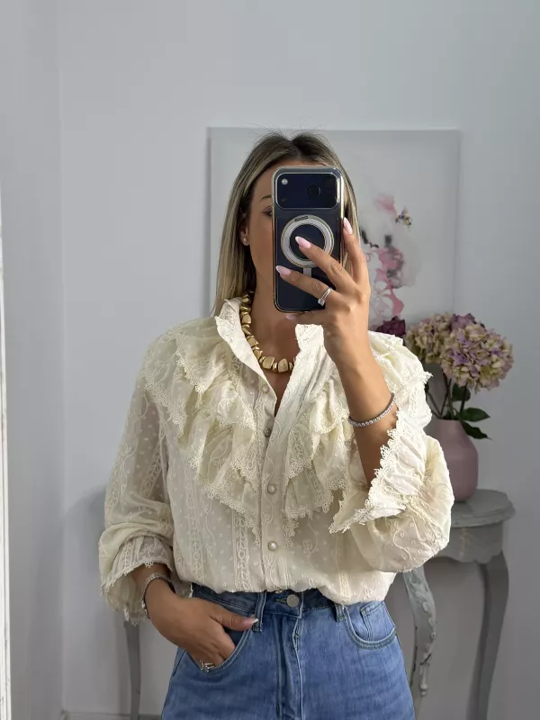 Camisa gasa plumeti bordada