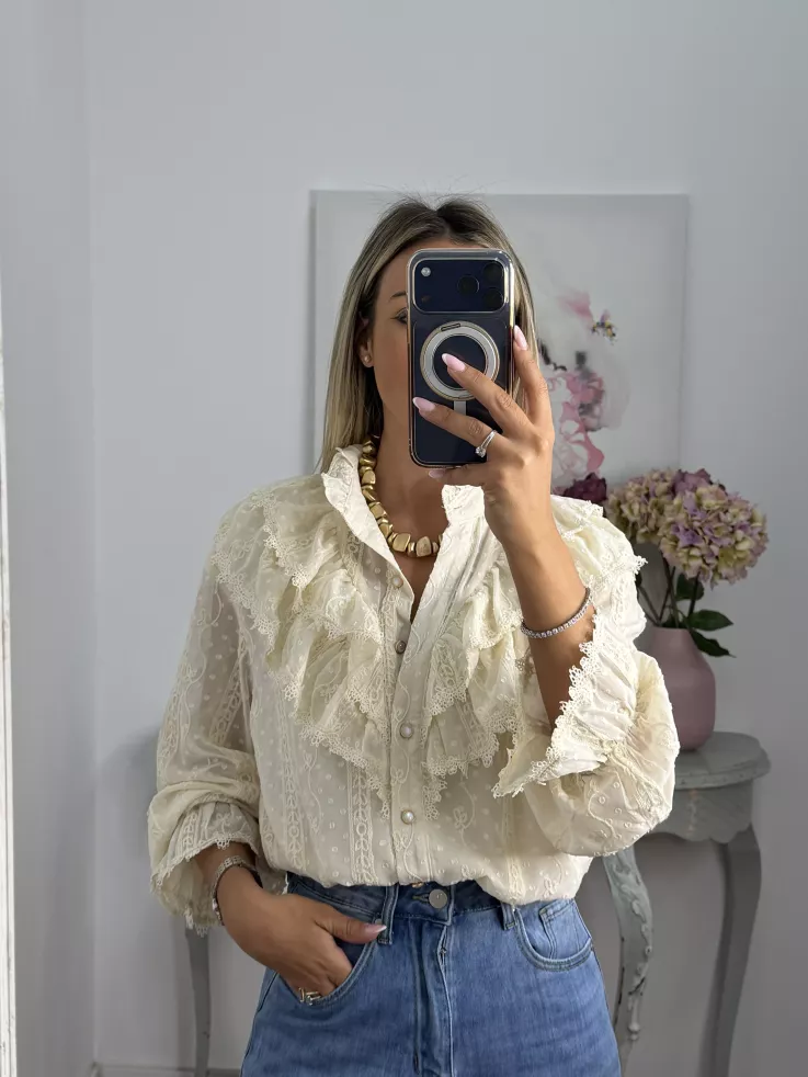 Camisa gasa plumeti bordada