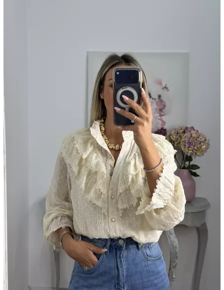 Camisa gasa plumeti bordada