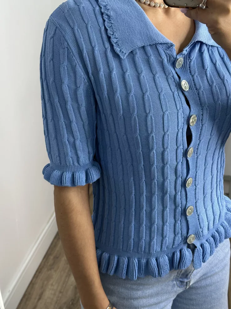 Jersey polo trenzado azul