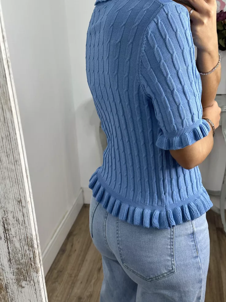 Jersey polo trenzado azul