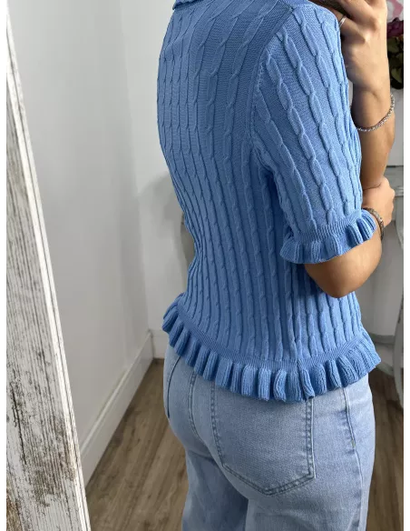 Jersey polo trenzado azul