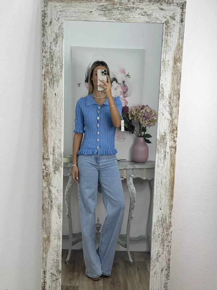 Jersey polo trenzado azul