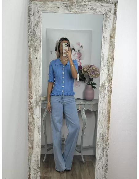 Jersey polo trenzado azul