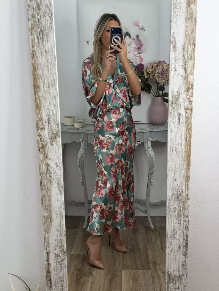 Conjunto Mena flores grandes azul