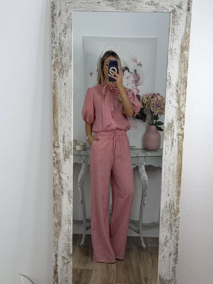 Conjunto camisa y pantalón vichy rojo