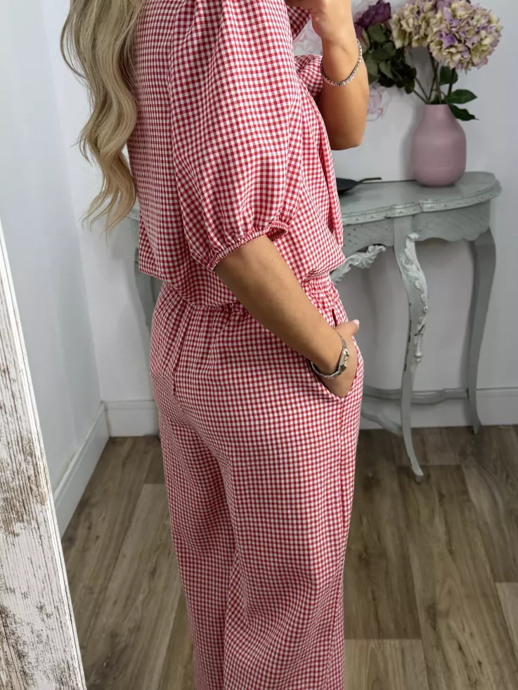 Conjunto camisa y pantalón vichy rojo