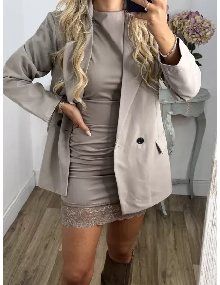 Chaqueta cruzada taupe