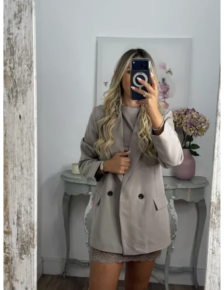 Chaqueta cruzada taupe