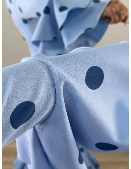 Vestido Sevilla lunares celeste