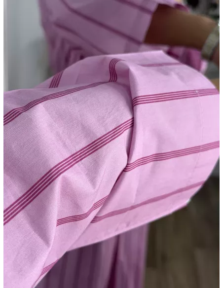 Vestido camisero midi rayas rosa