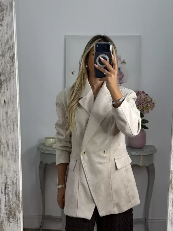 Chaqueta Adri antelina hueso