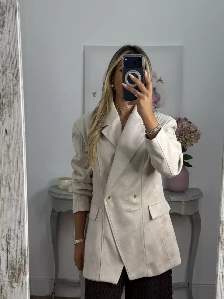 Chaqueta Adri antelina hueso