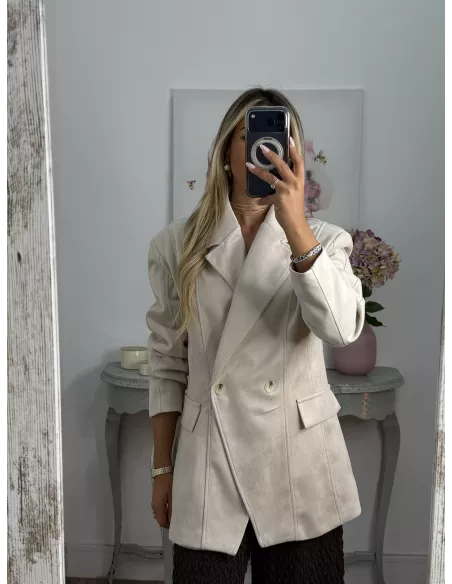 Chaqueta Adri antelina hueso