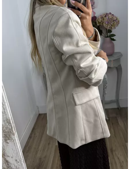 Chaqueta Adri antelina hueso