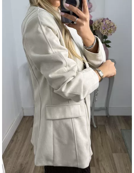 Chaqueta Adri antelina hueso