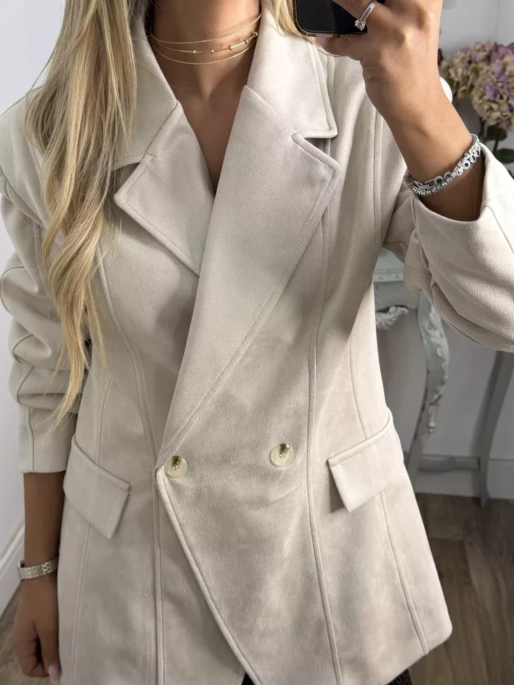 Chaqueta Adri antelina hueso