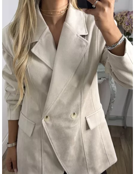 Chaqueta Adri antelina hueso