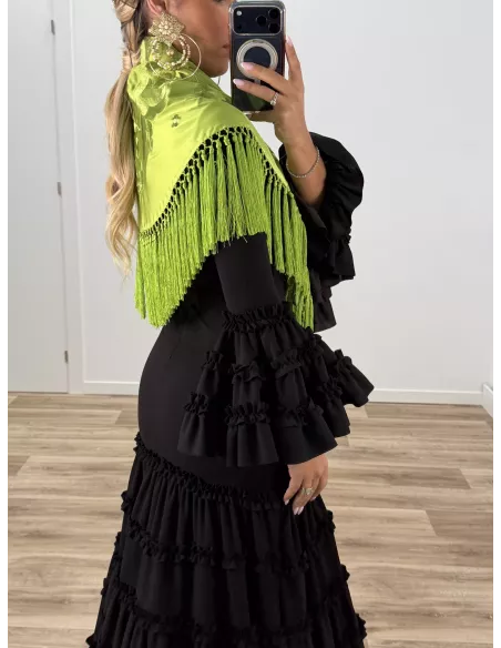 Mantón bordado unicolor lima