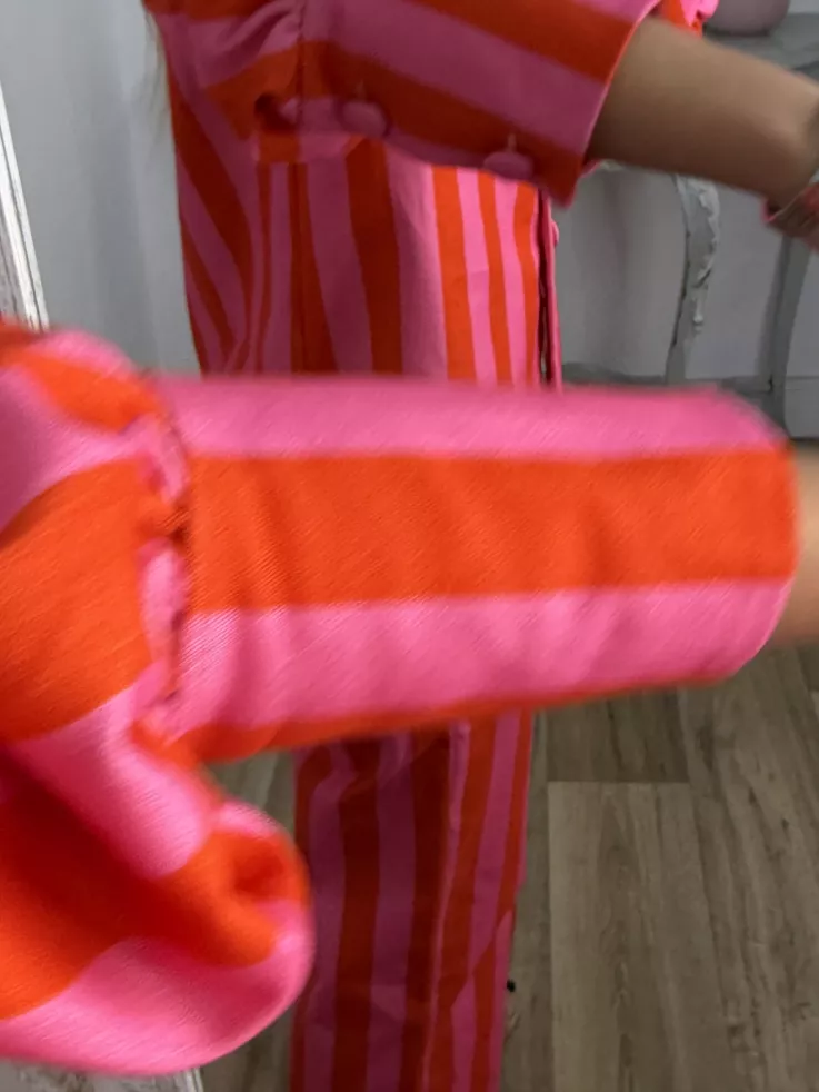 Conjunto Mileni rayas rojo y rosa