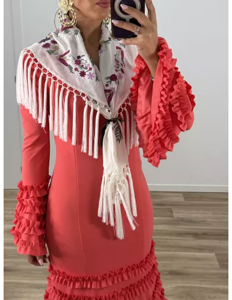 Mantón bordado blanco