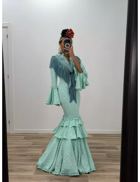 Vestido Farolillo lunares verdeagua