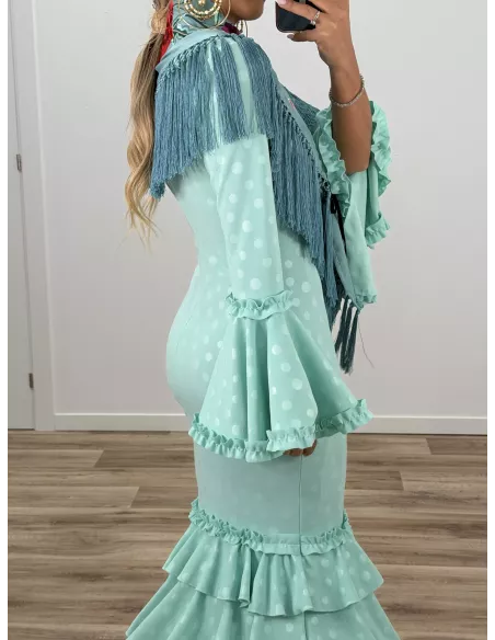 Vestido Farolillo lunares verdeagua