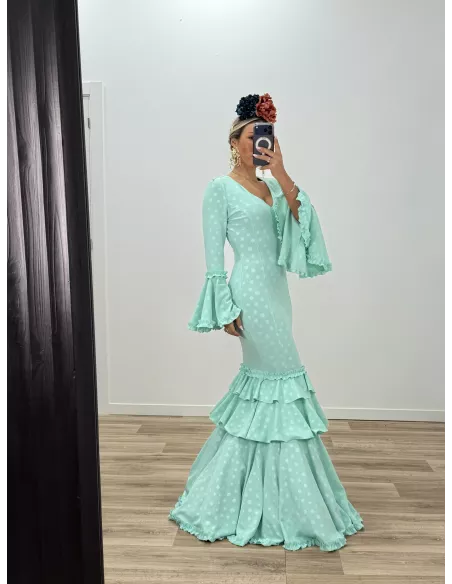 Vestido Farolillo lunares verdeagua