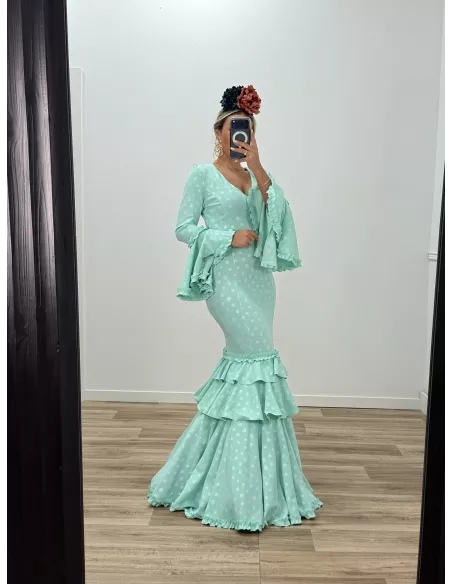 Vestido Farolillo lunares verdeagua