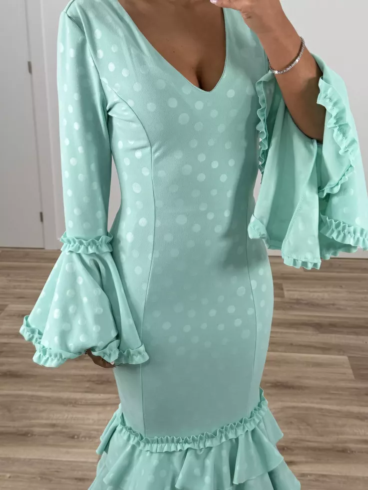 Vestido Farolillo lunares verdeagua