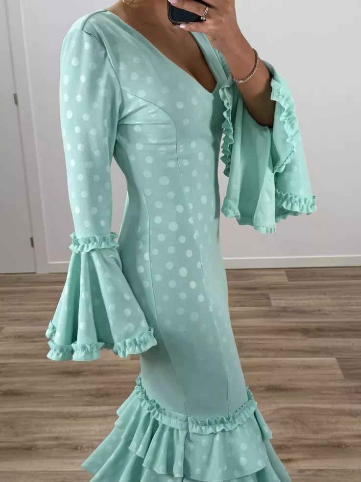 Vestido Farolillo lunares verdeagua