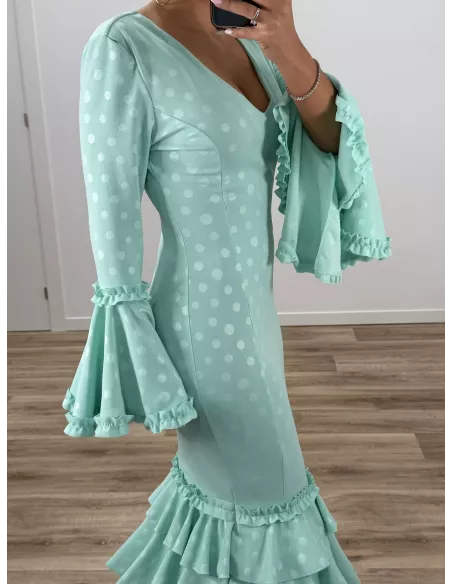 Vestido Farolillo lunares verdeagua
