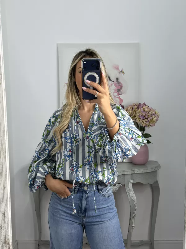 Camisa Godó gris y verde