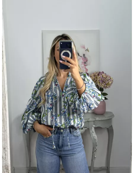 Camisa Godó gris y verde