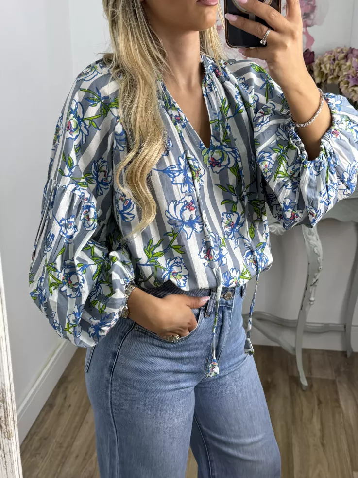 Camisa Godó gris y verde