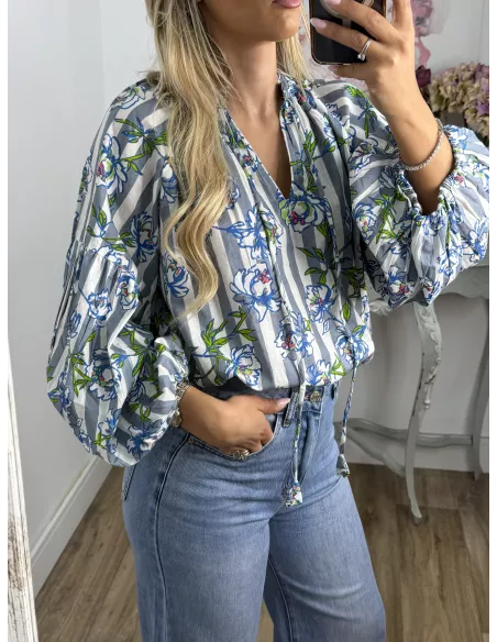 Camisa Godó gris y verde