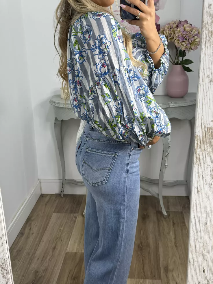 Camisa Godó gris y verde